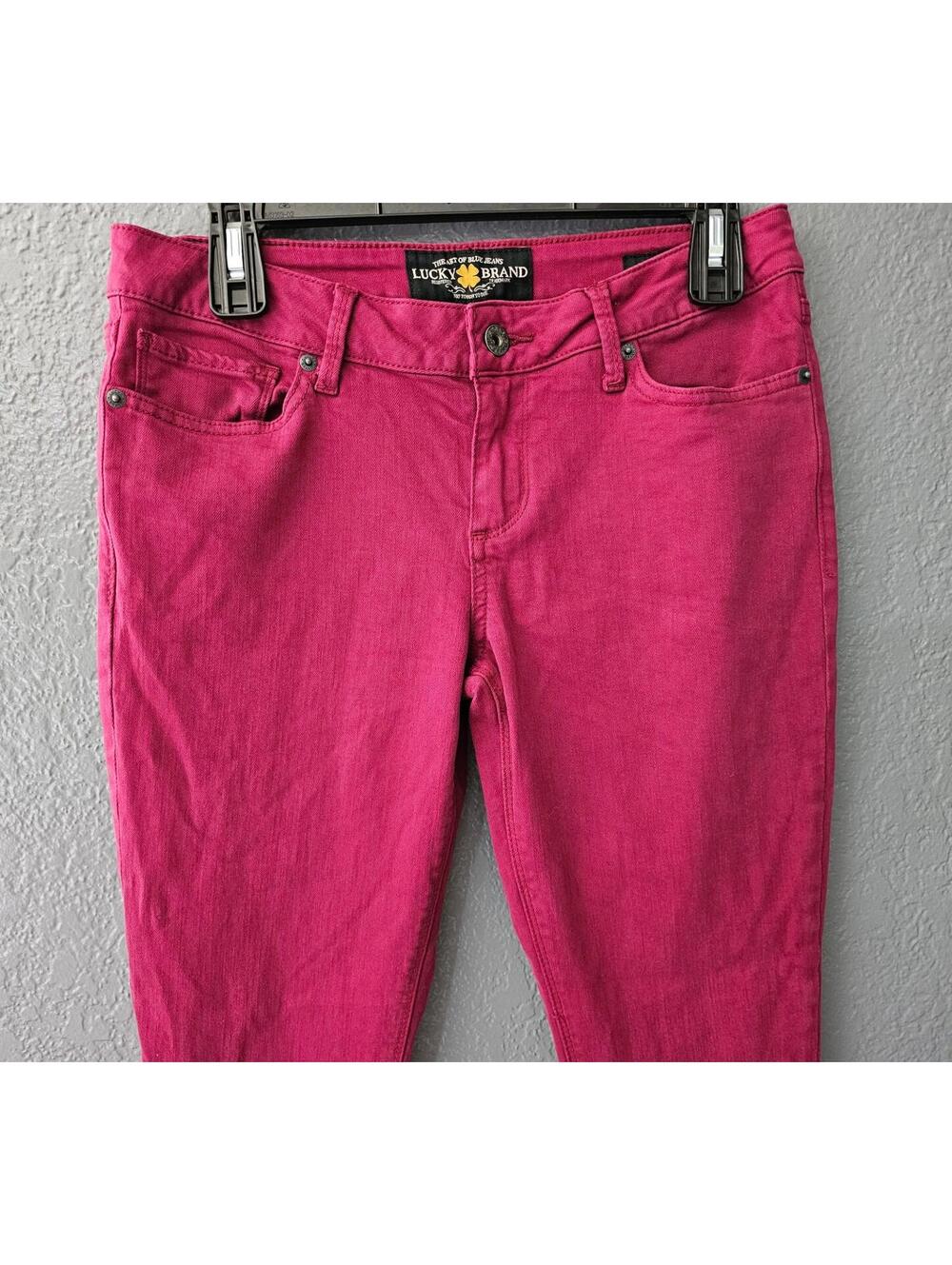 Women's Lucky Brand Denim Jeans Lolita Skinny Size 6/28 Burgundy Pockets Stretch - Picture 11 of 16